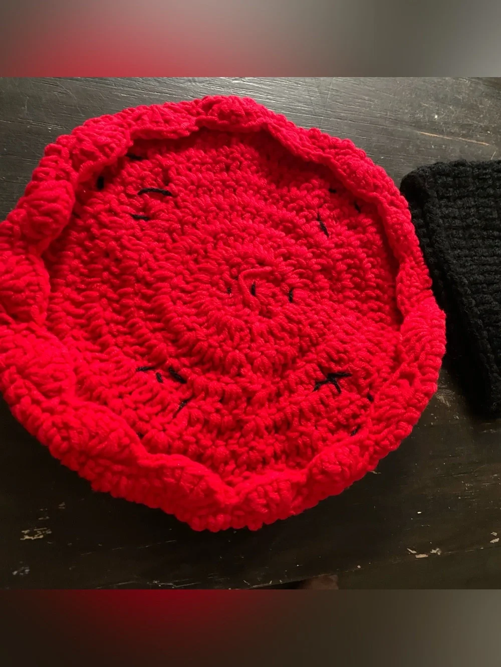 Newborn to 4 months or so crocheted ladybug photo op outfit red and black